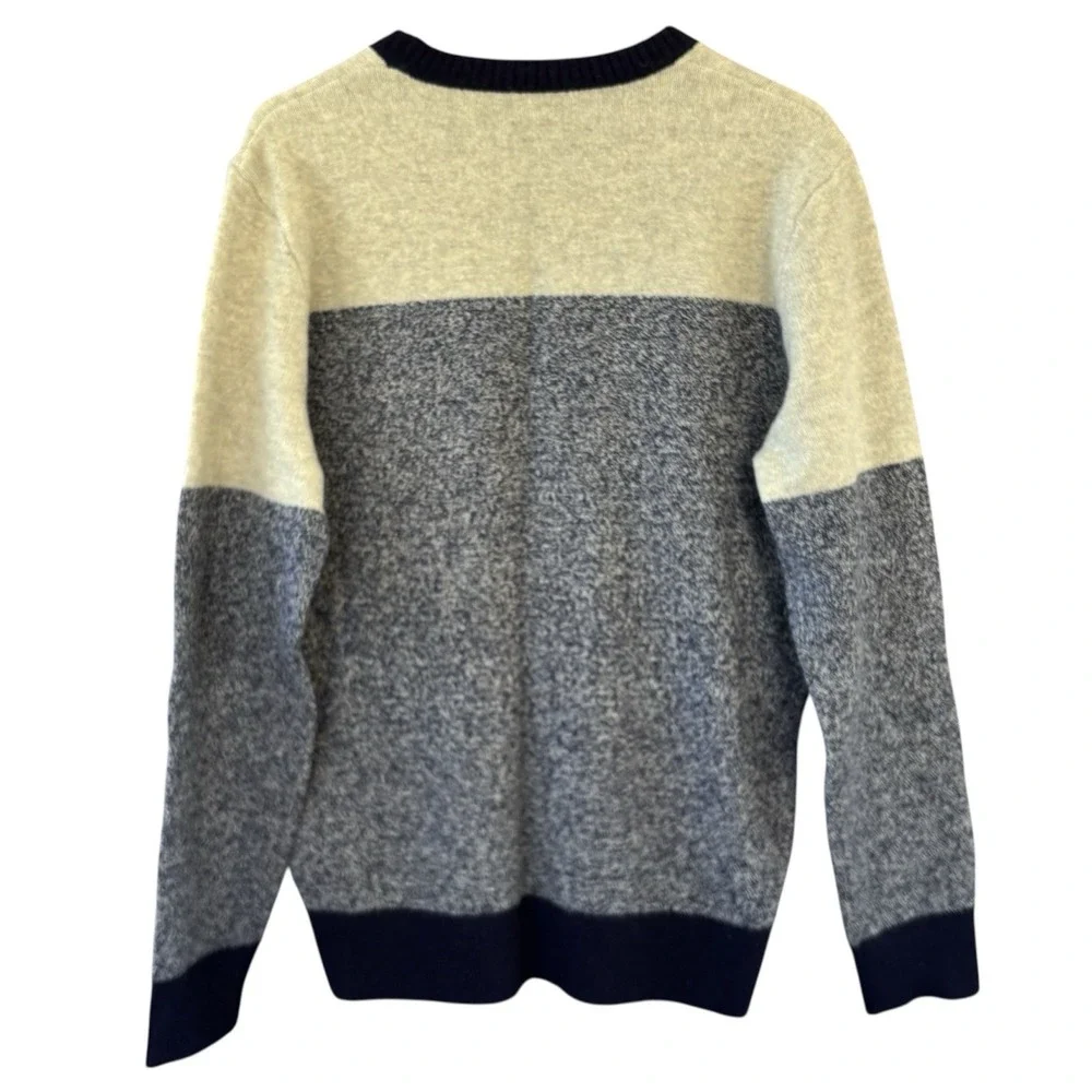 J. CREW Men's Large 100%‎ Lambs Wool Preppy Crewneck Colorblock Pullover Sweater